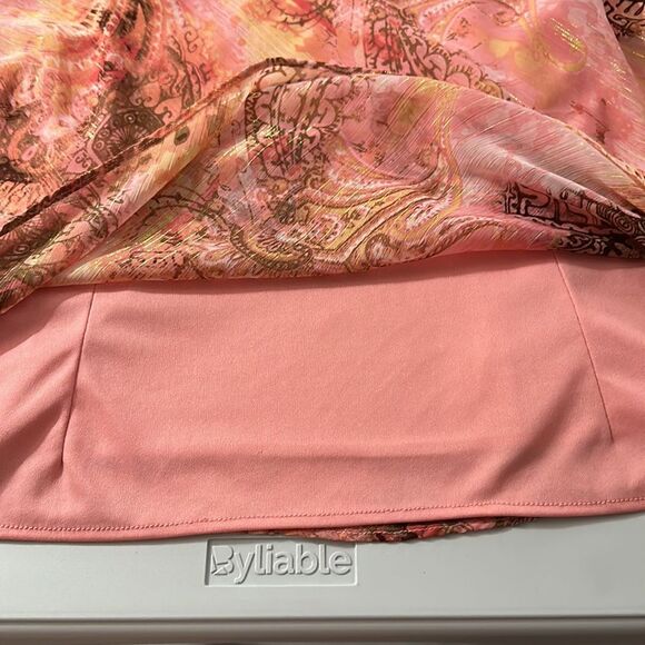 R & M Richards Pink and Brown Paisley Blouse - Picture 6 of 13